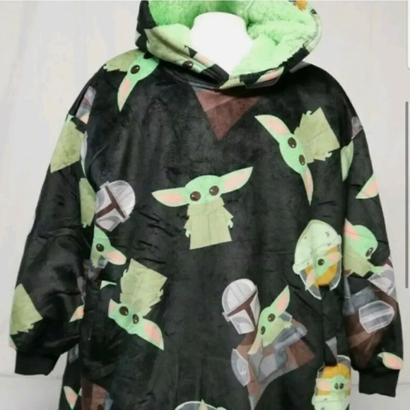 #14 Star Wars Kids Oversized Hoodie Baby Yoda Grogu Mandalorian - Picture 4 of 9